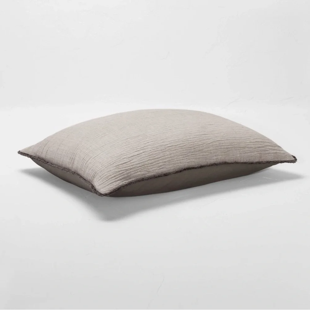 Casaluna Gray One Piece Standard Sham Pillow Case 100% Cotton New without Tags